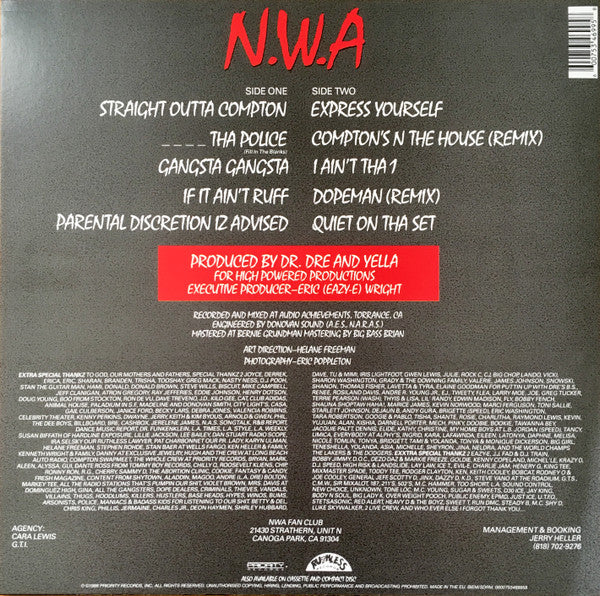 N.W.A. - Straight Outta Compton (LP, Album, RE, 180) (Mint (M))